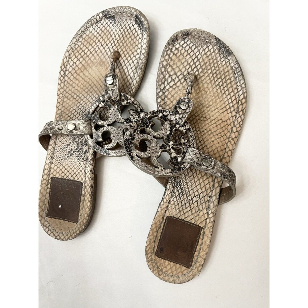 TORY BURCH Miller Thong Snakeskin Python Sandals $235 Size 8 - Picture 8 of 9